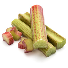 rhubarb stem isolated on white background cutout