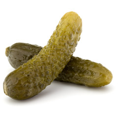 pickled or marinated  cucumbers isolated on white background cutout