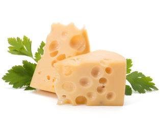 Cheese block isolated on white background cutout