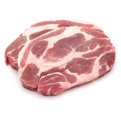 Raw pork chop meat isolated on white background cutout
