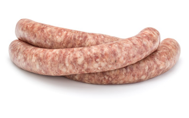 Raw sausage isolated on white background