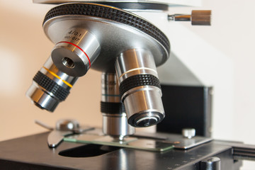Fototapeta na wymiar Closeup of microscope lens