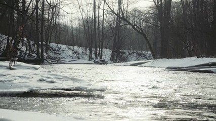 Winter river flowing water and ice - Powered by Adobe