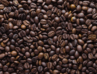 Coffee beans. Top view.