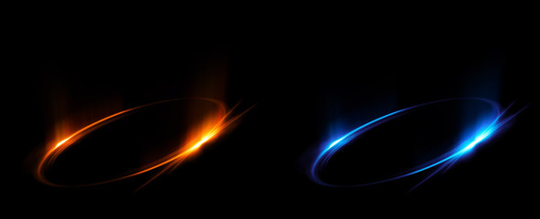 Versus round blue and red glow rays night scene. Light effect podium. .Disco club dance floor. Beam stage. Magic fantasy portal. Futuristic teleport.