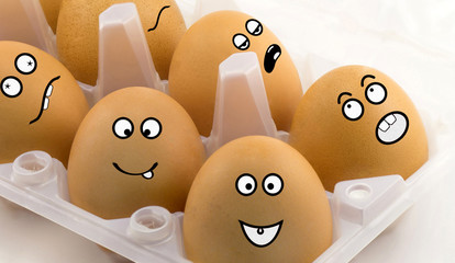 Emotion of eggs on a white background