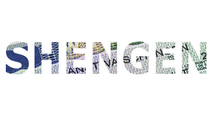 The word Schengen on a white background
