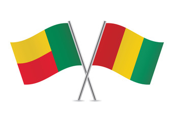Benin and Guinea flags.Vector illustration.