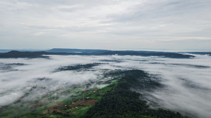 Mountains with trees and fog in thailand