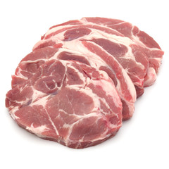 Raw pork chop meat isolated on white background cutout
