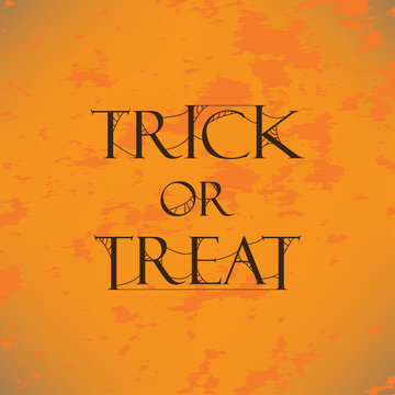Trick or Treat Text with web Vector Design. Halloween Element Print