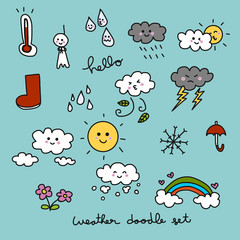 Cute weather doodle cartoon vector illustration
