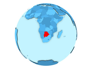 Botswana on blue globe isolated
