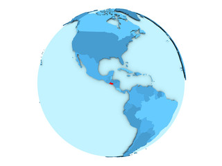 El Salvador on blue globe isolated