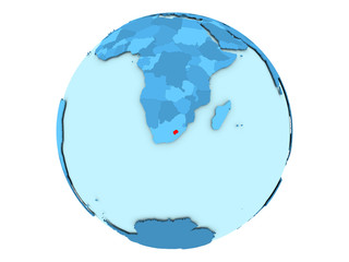 Lesotho on blue globe isolated