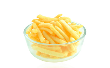 Crackers on white background