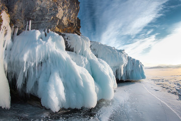 Ice on the Baikal rocks