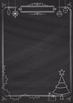 Vertical Christmas decoration classic blackboard background border