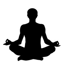 meditating lotus pose vector silhouette - 175787217