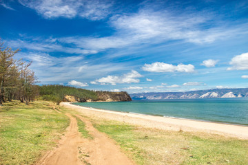 The coast of Lake Baikal in summer