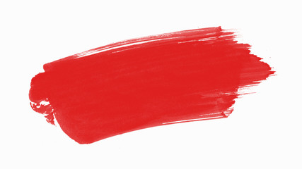 Abstract red paint on the white background