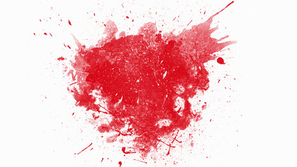 Abstract red paint on the white background