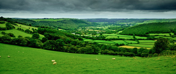 Dark clouds over the Rheidol Valley near Cardigan, Wales, UK