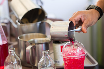 Thai street food of Thai Style Iced Coffee with Milk