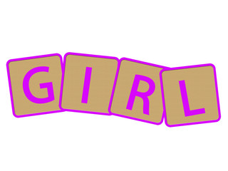 Fototapeta premium Wooden blocks the word girl