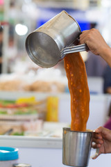 Thai street food of Thai Style Iced Coffee with Milk