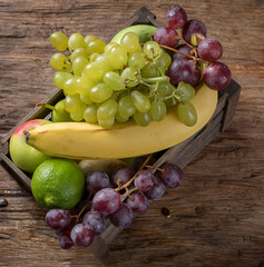 Fruits in wooden box