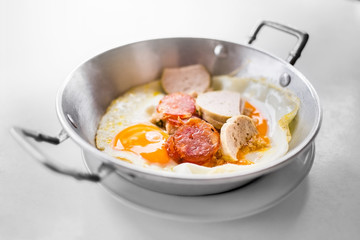 Egg in pan for breakfast the Vietnamese food