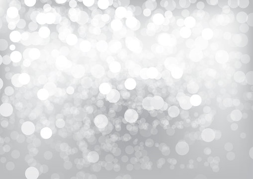 Silver bokeh festive background, Abstract design for Marry Christmas and Happy new year