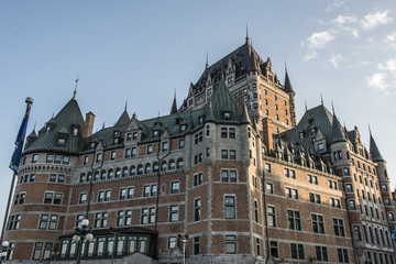 Canada Quebec City Sunset Chateau Frontenac most famous tourist attraction UNESCO World Heritage Site