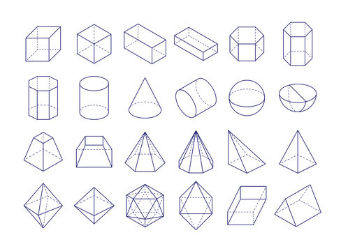 3D geometric shapes. Outline objects