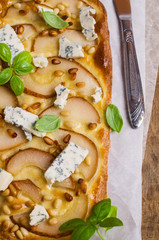 Traditional pizza with pear