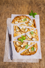Traditional pizza with pear