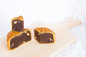 Chinese mooncake detailed texture to celebrate the Mid Autumn Day festival food cuisine culture