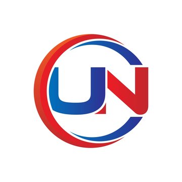 un logo vector modern initial swoosh circle blue and red