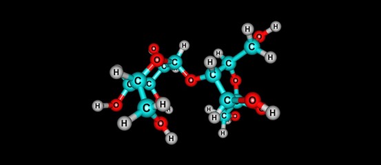Lactulose molecular structure isolated on black