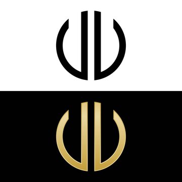 uu initial logo circle shape vector black and gold