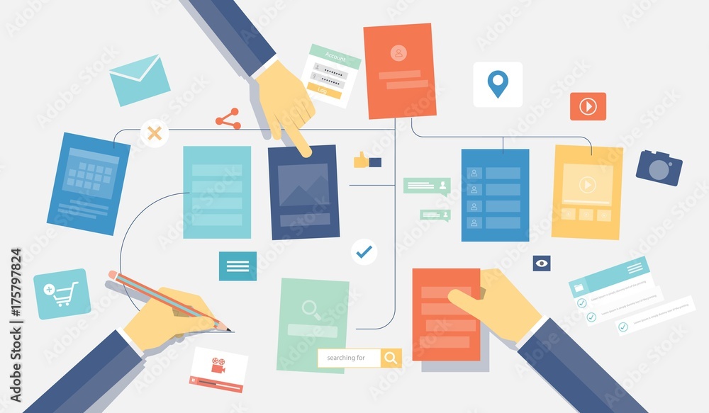 Poster flat vector mobile application design concept