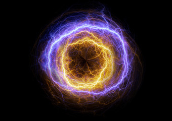 Hot yellow and cold blue plasma, electrical lightning background