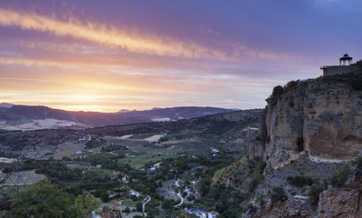 Panorama of Ronda at sunset