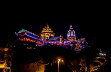 Fototapeta na wymiar Kek Lok Si temple light up in Penang during the Chinese New Year