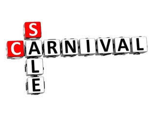 3D Sale Carnival Crossword over white background.
