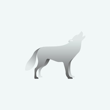 Vector illustration of gray wolf. Isolated on gray background. Side view. © greens87