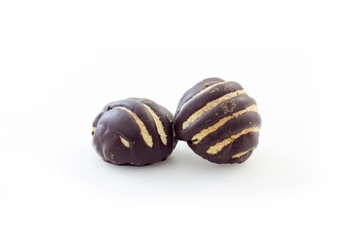 Italian amaretti biscuits covered with chocolate