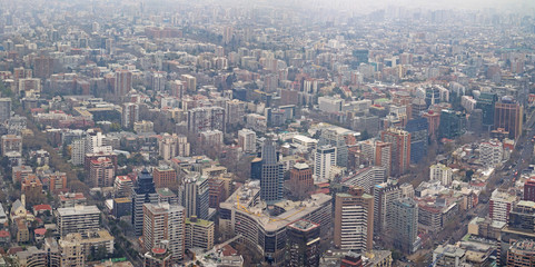 Santiago Chile Aerial Cityscape Panorama Air Pollution Smog