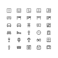 Minimal icon set of Furniture and Household Vector Line Icons Collection , good choice to use for website project , Ui and Ux design, mobile app and more. All vector icons based on 32px grid.